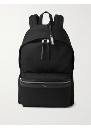 SAINT LAURENT - Leather-Trimmed Canvas Backpack - Men - Black