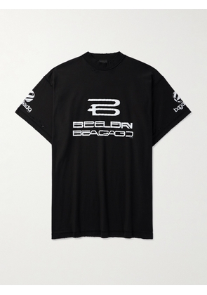 Balenciaga - Inside Out Oversized Distressed Printed Cotton-Jersey T-Shirt - Men - Black - 1