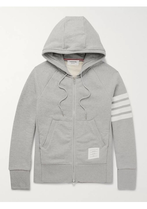 Thom Browne - Striped Loopback Cotton-Jersey Zip-Up Hoodie - Men - Gray - 0