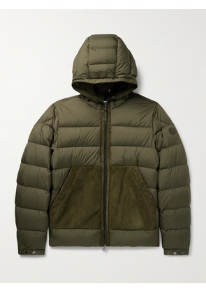 Moncler - Tuffes Slim-Fit Suede-Trimmed Quilted Shell Down Hooded Jacket - Men - Green - 1