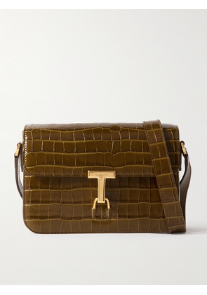 TOM FORD - Monarch Croc-Effect Leather Messenger Bag - Men - Brown