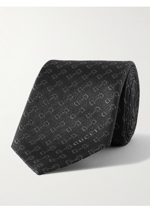 Gucci - 7cm Horsebit Silk-Jacquard Tie - Men - Black
