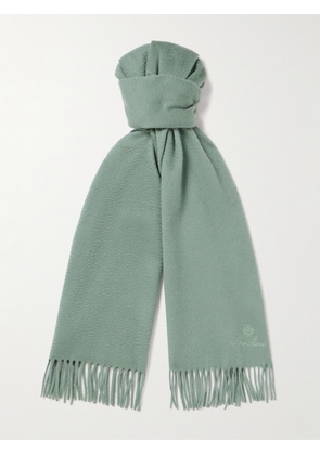 Loro Piana - Logo-Embroidered Fringed Cashmere Scarf - Men - Green