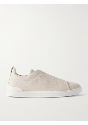 Zegna - Triple Stitch Full-Grain Leather and Suede Sneakers - Men - Neutrals - UK 7