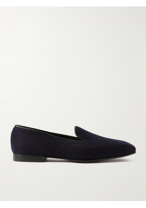 George Cleverley - Windsor Leather-Trimmed Cashmere Loafers - Men - Blue - UK 7