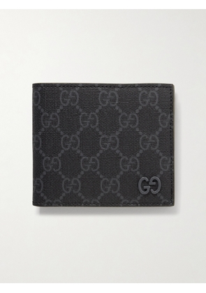 Gucci - GG Supreme Monogrammed Coated-Canvas and Pebble-Grain Leather Billfold Wallet - Men - Black