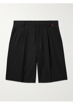 Gucci - Straight-Leg Pleated Webbing-Trimmed Twill Shorts - Men - Black - IT 46