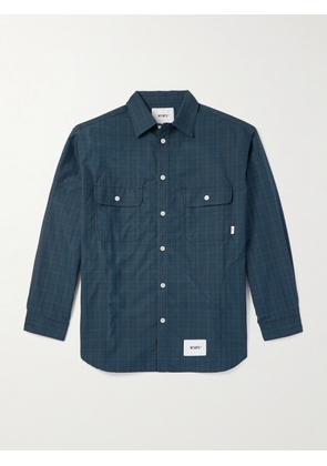 WTAPS - Logo-Appliquéd Checked Cotton-Broadcloth Shirt - Men - Green - S