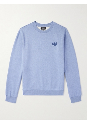 A.P.C. - Logo-Embroidered Cotton-Blend Jersey Sweatshirt - Men - Blue - XS