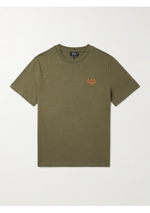 A.P.C. - Logo-Embroidered Cotton-Jersey T-Shirt - Men - Green - XS