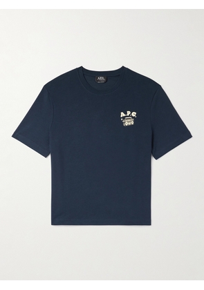 A.P.C. - Disco Logo-Print Organic Cotton-Jersey T-Shirt - Men - Blue - XS
