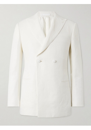 Kingsman - Double-Breasted Herringbone Linen Tuxedo Jacket - Men - Neutrals - IT 46