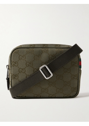 Gucci - Neo Original Leather-Trimmed Monogrammed Canvas Messenger Bag - Men - Green