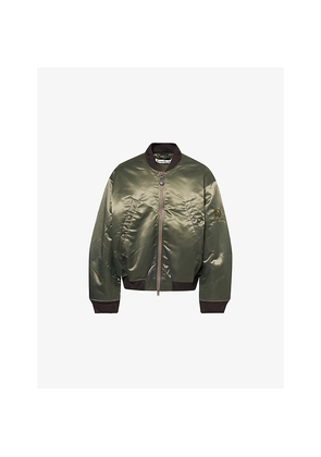 Mens Acne Studios Logogram Ribbed-Trim Satin Bomber Jacket