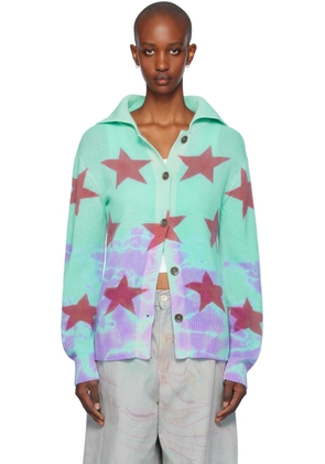 The Elder Statesman Blue Star Dye Collar Cardigan