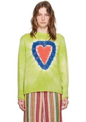 The Elder Statesman Green Heart Dye Sweater