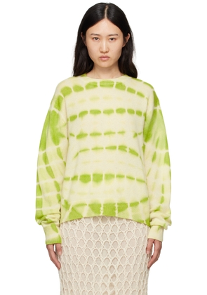 The Elder Statesman Green & Off-White Trance Flare Sweater