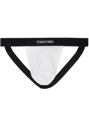 TOM FORD White Jacquard Logo Jock Strap