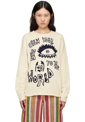 The Elder Statesman Off-White Nora Open Eyes Sweater