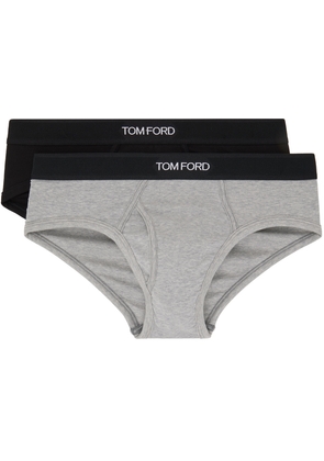TOM FORD Two-Pack Black & Gray Cotton Briefs