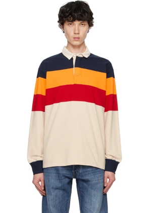 Drake's Multicolor Block Stripe Cotton Rugby Polo