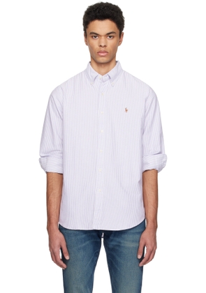 Polo Ralph Lauren Purple & White Classic Fit Striped Oxford Shirt