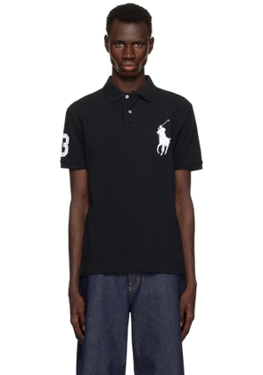 Polo Ralph Lauren Black Custom Slim Fit Big Pony Mesh Polo