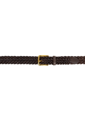 Drake's Brown Plaited Bridle Leather Belt