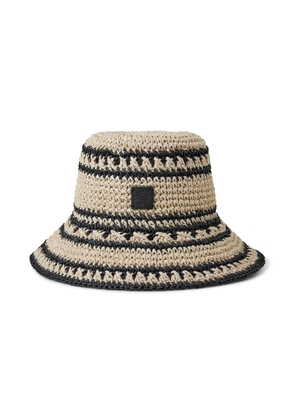 Mulberry Women's Crochet Bucket Hat - Beige - Black