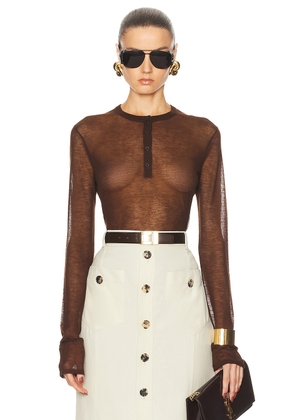 Saint Laurent Long Sleeve Top in Marron - Brown. Size S (also in XS).
