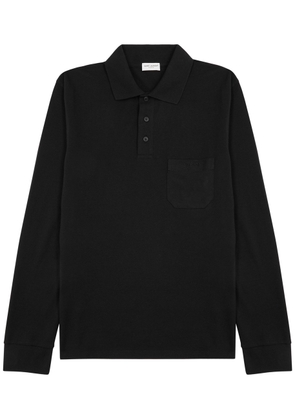 Saint Laurent Logo Piqué Cotton-blend Polo Shirt - Black - M