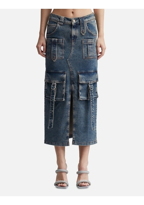 Cargo Denim Midi Skirt