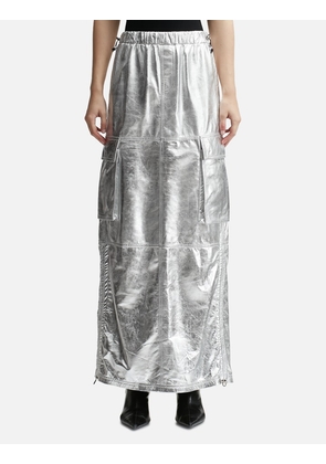 WET LEATHER MAXI SKIRT