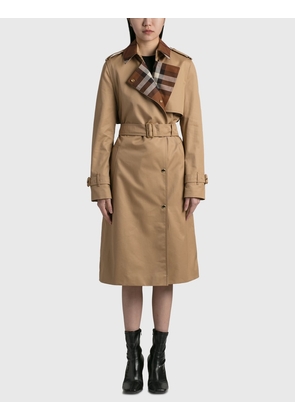 Check Panel Cotton Gabardine Trench Coat