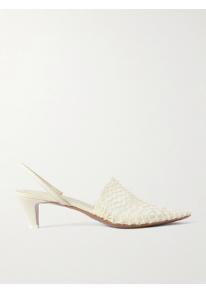 NEOUS - Acantho Fishnet And Leather Slingback Pumps - Cream - IT35,IT36,IT36.5,IT37,IT37.5,IT38,IT38.5,IT39,IT39.5,IT40,IT40.5,IT41
