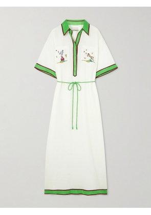 ALÉMAIS - + Anouk Colantoni Play Belted Embroidered Linen-gauze Midi Shirt Dress - Cream - US0,US2,US4,US6,US8,US10,US12