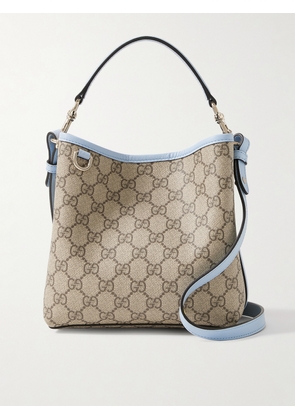 Gucci - Gg Emblem Leather-trimmed Printed Coated-canvas Bucket Bag - Neutrals - One size