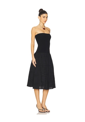 WeWoreWhat Ribbed Cotton Midi Dress in Black. Size L. Also in M, S, XS.