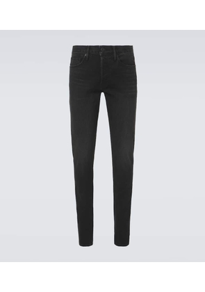Tom Ford Leather-trimmed slim jeans