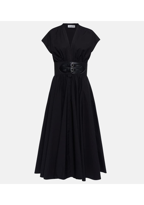 Alaia Belted cotton poplin midi dress