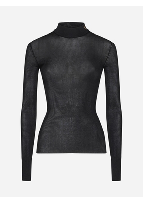 Saint Laurent Ysl Brooch Silk Top