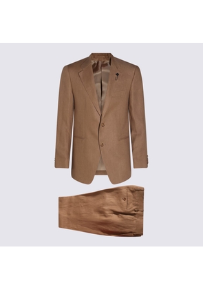 Lardini Camel Linen Suits