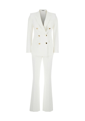 Tagliatore White Double-breasted Suit In Tech Fabric Stretch Woman