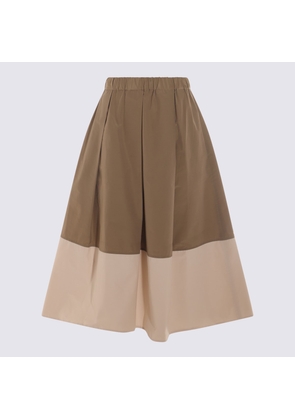Antonelli Brown And Cream Cotton Skirt