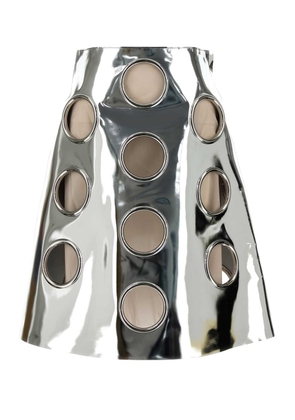 Prada Silver Leather Skirt