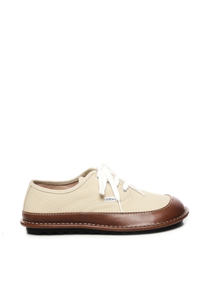 Loewe Bay Canvas And Calfskin Lace-up Shoes