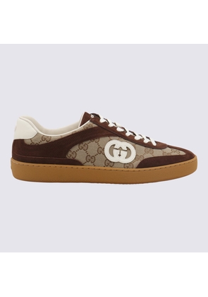 Gucci Beige And Brown Leather Sneakers