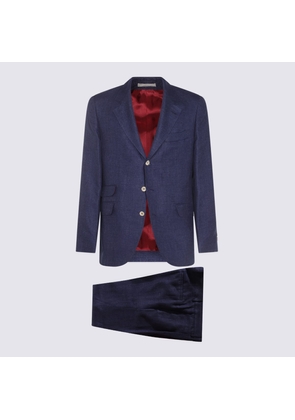 Brunello Cucinelli Dark Blue Linen Suits