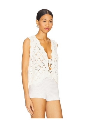 Line & Dot Aleza Tied Sweater Vest in Ivory. Size L. Also in M, S, XL, XS.