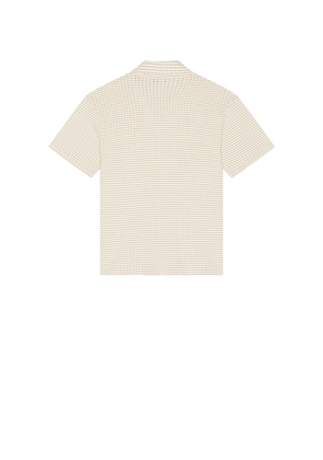 KROST Checkered Knit Bowling Shirt in Cream. Size M. Also in L, S, XL/1X.